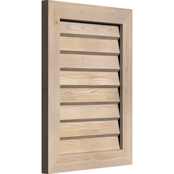 Vertical Gable Vent Unfinished, Non-Functional, Pine Gable Vent W/Decorative Face Frame, 26W X 26H
